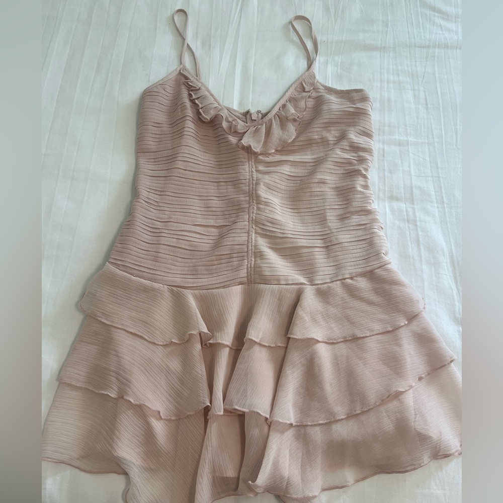 H&M Divided Blush Pink Strappy Ruffle Mini Dress